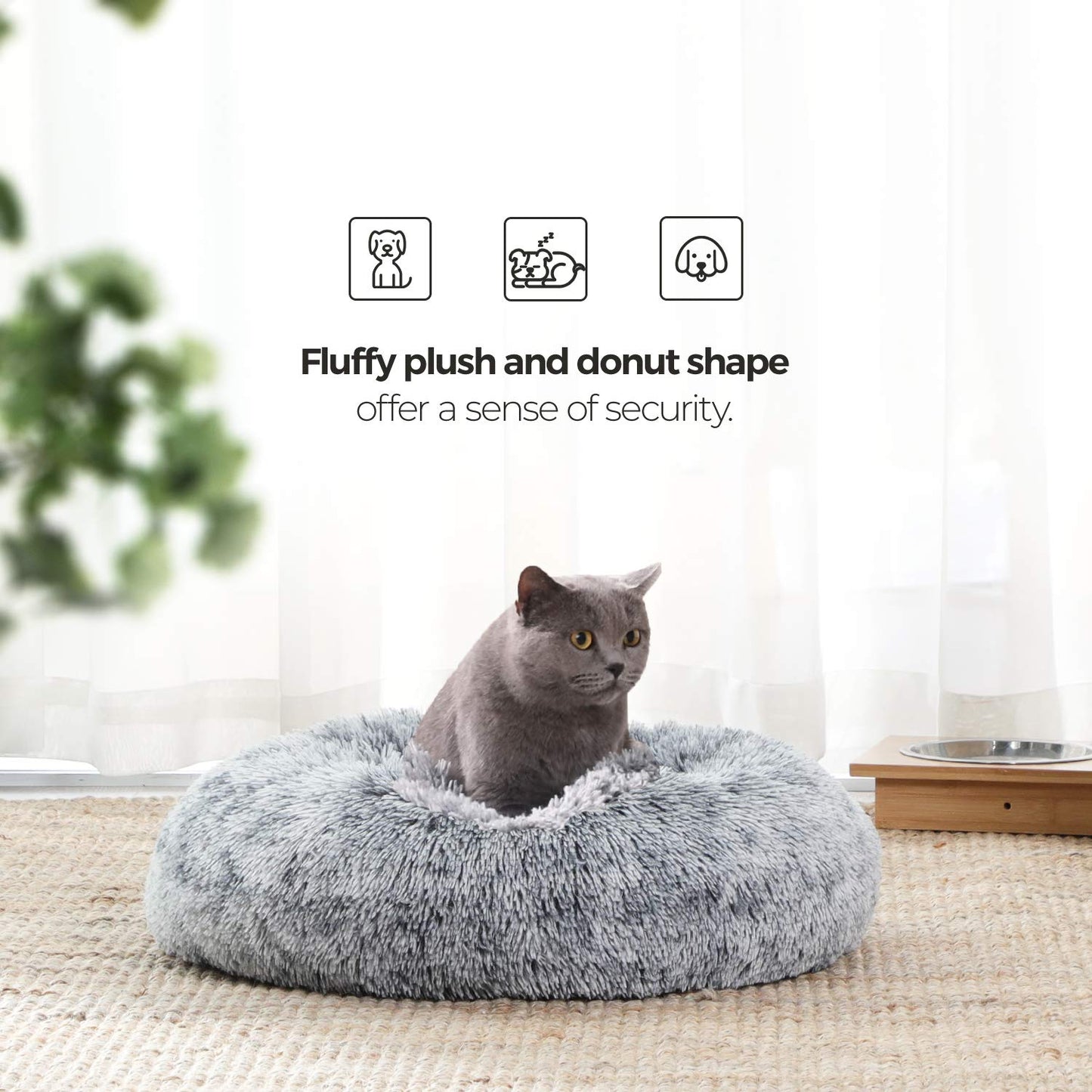 PetxDog Plush Donut Bed for Dogs & Cats – Washable & Calming