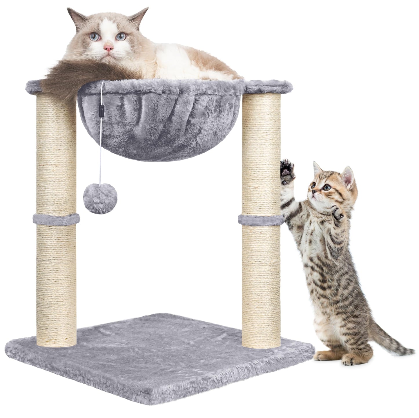 PetxDog Small Cat Tree – Scratching Post with Hammock & Toy