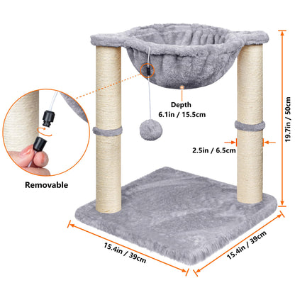 PetxDog Small Cat Tree – Scratching Post with Hammock & Toy
