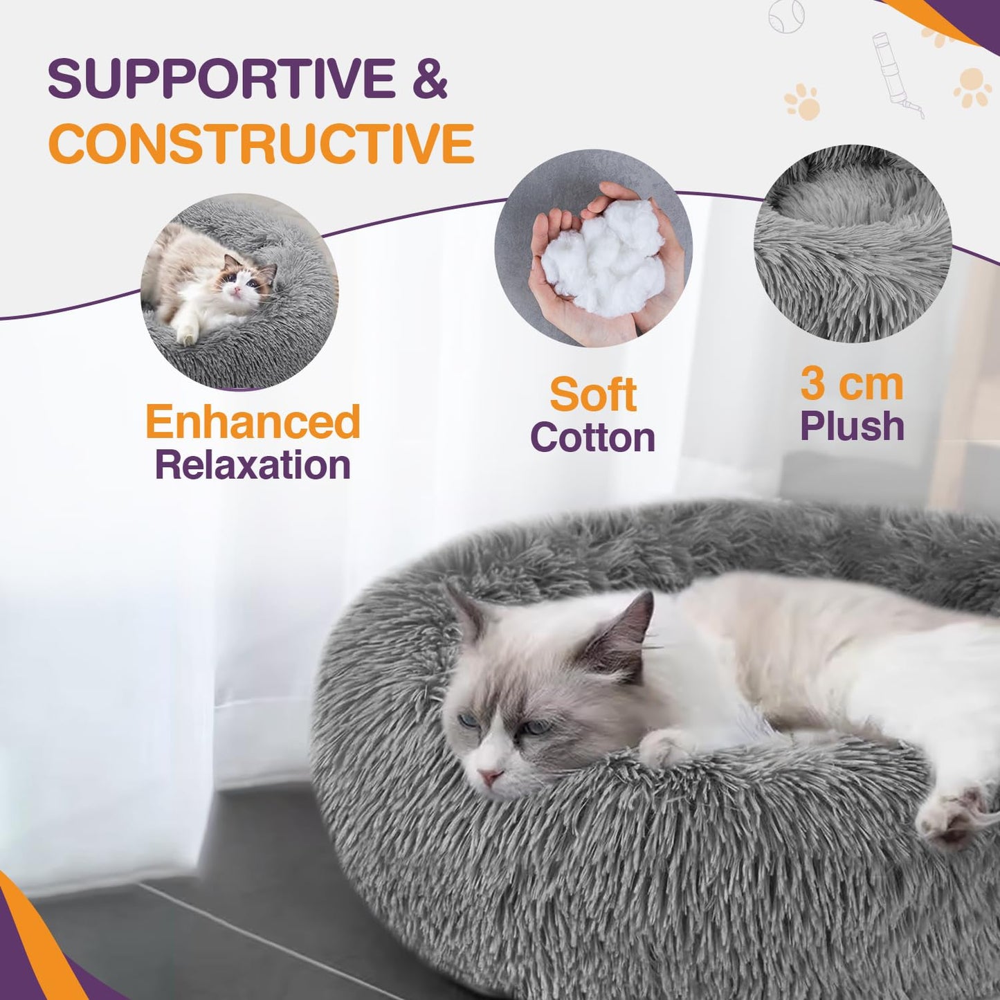 PetxDog Donut Bed for Cats & Dogs – Soft, Calming & Anti-Slip
