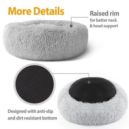 PetxDog Plush Donut Bed – Self-Warming & Calming for Pets