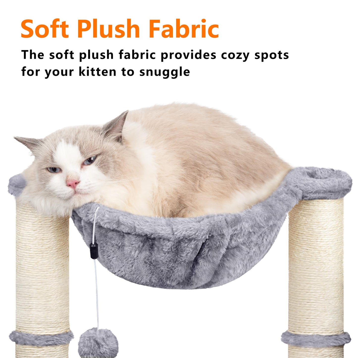 PetxDog Small Cat Tree – Scratching Post with Hammock & Toy