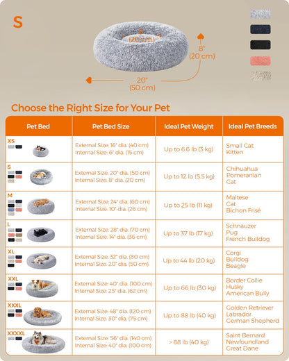 PetxDog Plush Donut Bed for Dogs & Cats – Washable & Calming